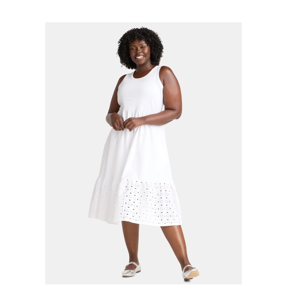 Elegant White Sleeveless Dress PLUS SIZES